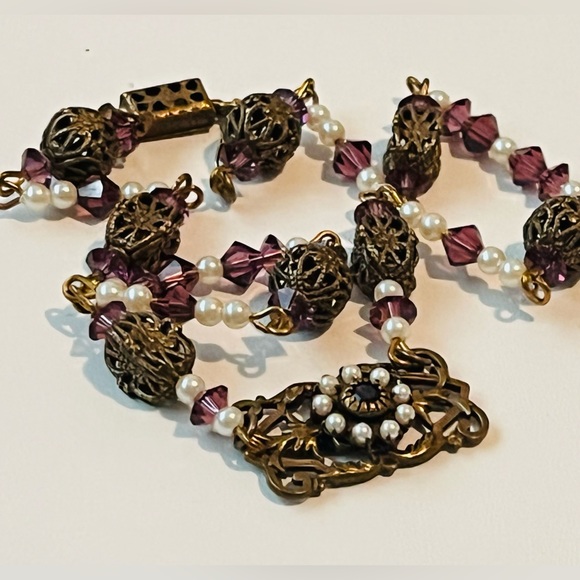 Liz Palacios S.F. Antique Style Beaded Necklace 16” Long Round. - Picture 5 of 6